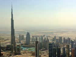Downtown Dubai depuis l'hélicoptère